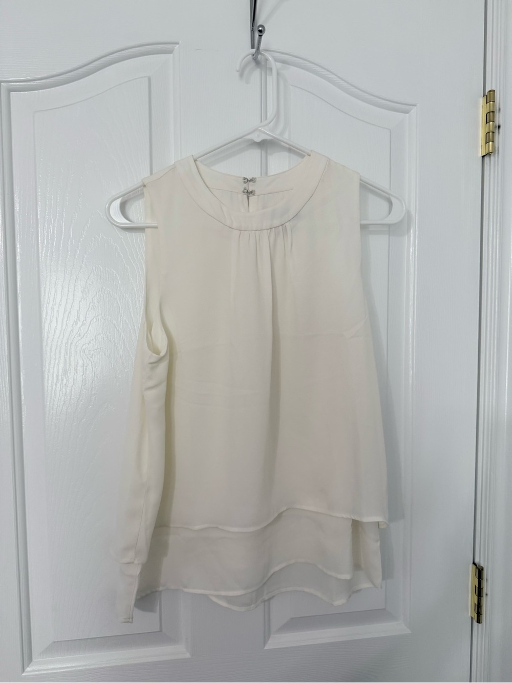 J. Crew Sleeveless Layered Chiffon Blouse - Cream